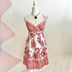 Ann Taylor Paisley‎ Babydoll Dress Sz 4P Y2K 2000s Boho Retro Indie Cottagecore